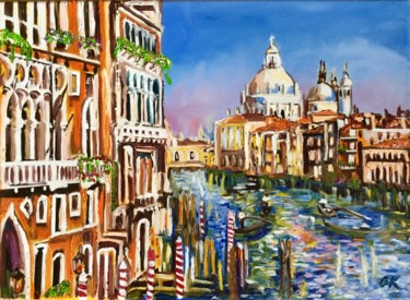 Venice. Grand canal . Gondoliers. Painting titled "Venice. Grand canal…" by Olga Koval, Original Artwork, Oil