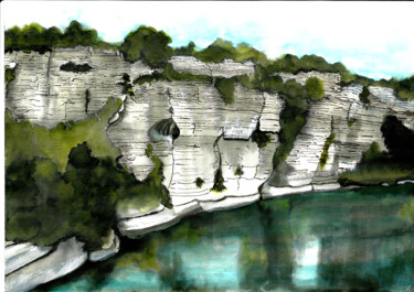 Début d'automne au Verdon Peinture intitulée "Début d'automne au…" par Annie Décarpes (kirova), Œuvre d'art originale, Encre