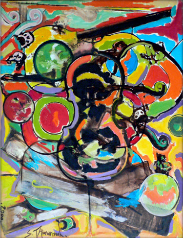 Pintura intitulada "Vache folle" por Sylvain Thieurmel, Obras de arte originais, Óleo Montado em Armação em madeira