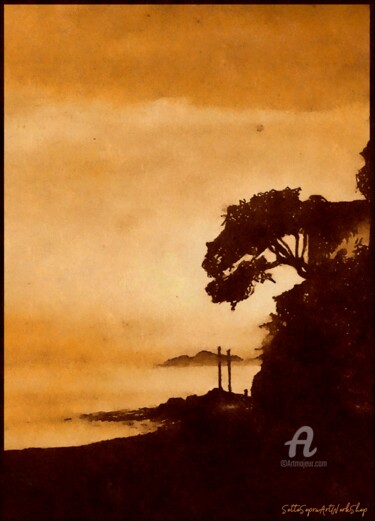 Zoagli - Tramonto Printmaking titled "Zoagli - Tramonto" by Thalita Tonon (ArtWorkSottoSopra), Original Artwork, Digital Print
