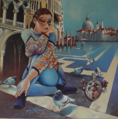 Peinture intitulée "VENISE" par José Garcia (GARBEL), Œuvre d'art originale, Acrylique