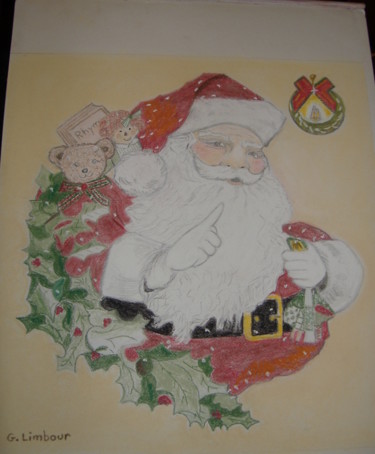 Peinture intitulée "père Noël" par Ghislaine Limbour, Œuvre d'art originale, Pastel