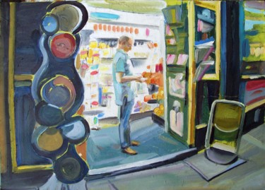 Peinture intitulée "Newsagent" par Stan Bigda, Œuvre d'art originale, Huile