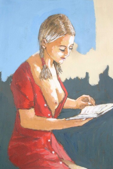 Peinture intitulée "MALY - LA LECTURE" par Marcel Clerc, Œuvre d'art originale, Acrylique