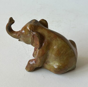 Sculpture intitulée "éléphanteau" par Denis Thebaudeau, Œuvre d'art originale, Métaux