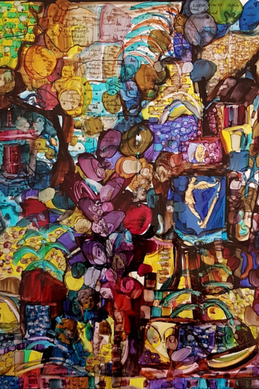 Painting titled "Tree of Cork" by Muriel Cayet, Original Artwork