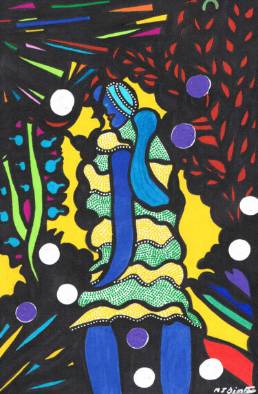 Dessin intitulée "lumières" par Marie-José Sintes, Œuvre d'art originale, Marqueur