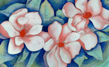 Magnolias 绘画 标题为“Magnolias” 由Oberlin The Artist, 原创艺术品, 丙烯