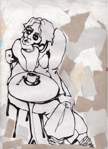 Collages titled "café-encre-papier-1…" by Laurence Fillod, Original Artwork, Paper