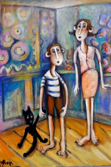 portrait sur tapisserie fleurie