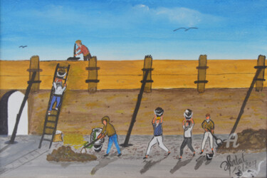 Peinture intitulée "la maçonnerie" par Ahmed Fertat, Œuvre d'art originale, Acrylique