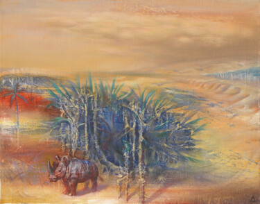 Pintura titulada "Le rhinocéros et He…" por Dmytro Danilov, Obra de arte original, Oleo