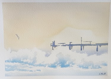 Pittura intitolato "Waves" da Leonardo Arieti, Opera d'arte originale, Acquarello