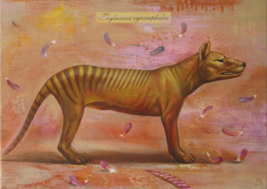 Картина под названием "Le tigre de tasmanie" - Дмитро Данилов, Подлинное произведение искусства, Масло Установлен на Деревян…