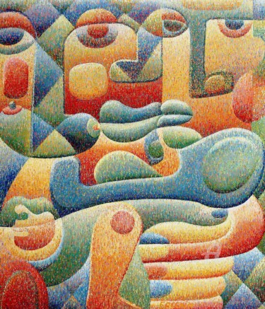绘画 标题为“...И зеленый поцелуй” 由Alexander Breskin, 原创艺术品, 油 安装在木质担架架上