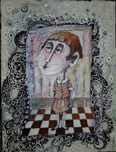 portrait de loulotte sur carrelage terrecuite