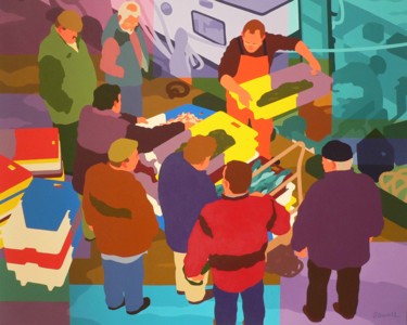 Peinture intitulée "Retour de pêche" par Danielle Braillon (DANIELL), Œuvre d'art originale, Huile
