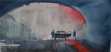 绘画 标题为“car in the night” 由Giorgio Gosti, 原创艺术品, 水彩