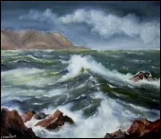 Painting titled "effets de vague" by Gisèle Darrieux-Boblin, Original Artwork, Oil
