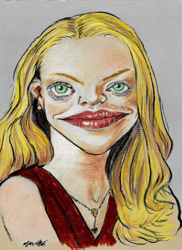 Peinture intitulée "Amanda Seyfried" par Bertrand Daullé, Œuvre d'art originale, Aquarelle