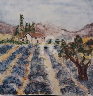 Peinture intitulée "Les champs" par Uljana Bekis, Œuvre d'art originale, Huile