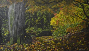 Peinture intitulée "il bosco d'autunno" par Vincenzo Attianese, Œuvre d'art originale, Huile