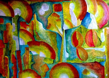 Malerei mit dem Titel "Les éoliennes" von Anne Brigaud, Original-Kunstwerk