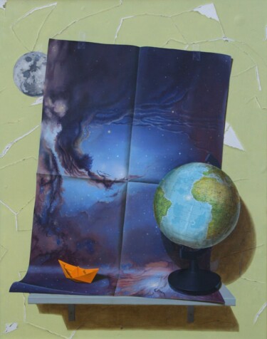 Vopyage sur l'espace Peinture intitulée "Vopyage sur l'espace" par Dominique Bois, Œuvre d'art originale, Huile Monté sur Châssis en bois