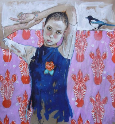 Peinture intitulée "un plongeon dans l'…" par Catherine Cornec, Œuvre d'art originale, Huile