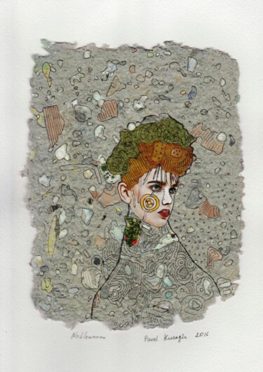 Noblewoman Collages intitulée "Noblewoman" par Pavel Kuragin, Œuvre d'art originale, Encre