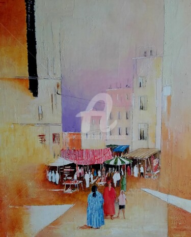 Peinture intitulée "Marché maghrebin I" par James Burgevin, Œuvre d'art originale, Acrylique