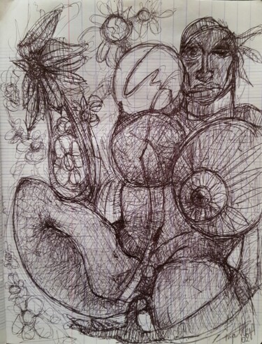 "Woman 1" başlıklı Resim Thierry Pujalte tarafından, Orijinal sanat, Tükenmez kalem