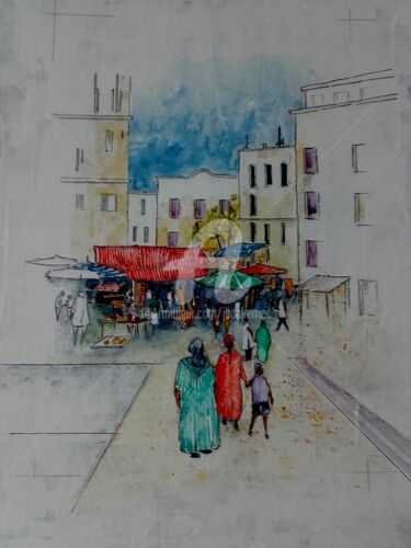 Peinture intitulée "Le marché 2" par James Burgevin, Œuvre d'art originale