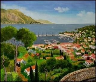 Painting titled "vue générale de St…" by Gisèle Darrieux-Boblin, Original Artwork, Oil