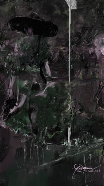 Painting titled "Lady in the night" by Skywalker, Original Artwork, Ink