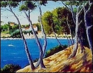 Peinture intitulée "La pinède" par Gisèle Darrieux-Boblin, Œuvre d'art originale, Huile