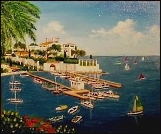 Villa "Kerylos à Beaulieu/Mer-vue de Rouvier Peinture intitulée "Villa "Kerylos à Be…" par Gisèle Darrieux-Boblin, Œuvre d'art originale, Huile