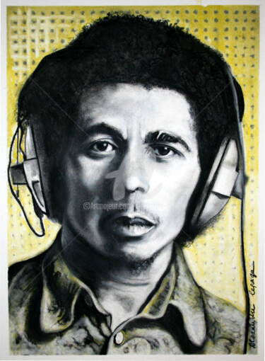 Σχέδιο με τίτλο "Bob Marley" από Alexandre Lepage, Αυθεντικά έργα τέχνης, Παστέλ
