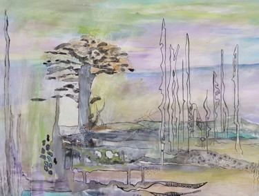 Schilderij getiteld "Silence" door Nikv, Origineel Kunstwerk, Aquarel