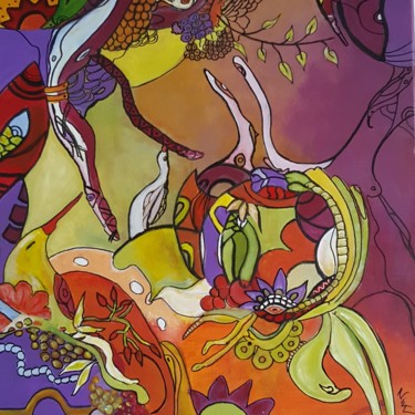 Schilderij getiteld "Ontluiken" door Nikv, Origineel Kunstwerk, Acryl