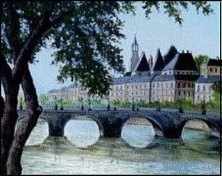 Painting titled "Paris - le Pont Neuf" by Gisèle Darrieux-Boblin, Original Artwork, Oil