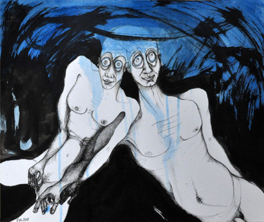 Dessin intitulée "Encre de Chine 2017" par Eva Mifsud, Œuvre d'art originale, Encre