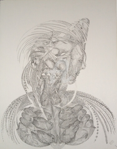 「Les Portraits ©」というタイトルの描画 Begaによって, オリジナルのアートワーク, インク