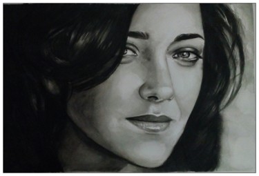 Peinture intitulée "MARION COTILLARD.jpg" par Trari, Œuvre d'art originale, Aquarelle