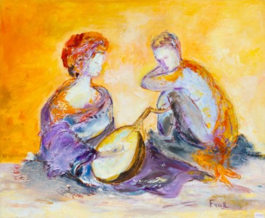 Peinture intitulée "Méditation en musiq…" par Frall, Œuvre d'art originale, Huile Monté sur Châssis en bois
