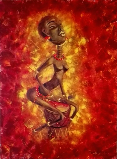 Dancing voodoo. Oil painting. Original painting. Modern art. 제목이 "Dancing voodoo. Oil…"인 미술작품 Elena Tananaeva로, 원작, 기름 나무 들것 프레임에 장착됨