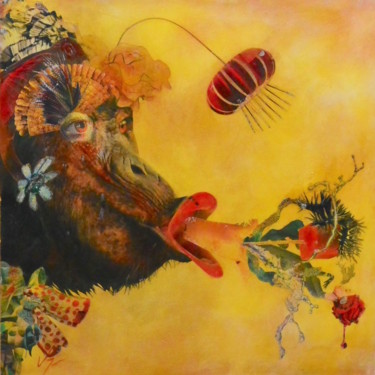 Collages intitulée "Le baiser" par Laurence Vernizeau, Œuvre d'art originale, Collages