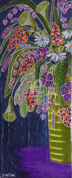 Peinture intitulée "VASE VERT" par Artamelis, Œuvre d'art originale, Acrylique