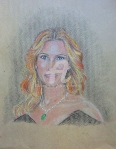 Рисунок под названием "Julia Roberts" - Marie-Noëlle Amiot, Подлинное произведение искусства, Пастель
