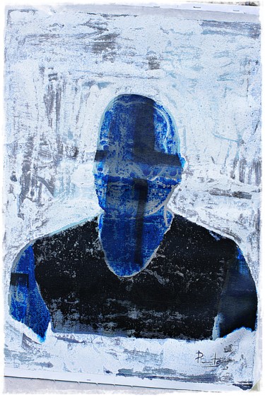 Schilderij getiteld "Blue situation" door Roussetos Sigalas, Origineel Kunstwerk, Olie